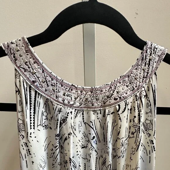 White House Black Market White Blue Purple Paisley Jewel Halter Dress Sz M - Picture 2 of 10